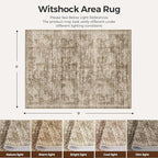 WITSHOCK 6x9 Area Rugs for Living Room: Machine Washable Non Slip Modern Abstract Carpet - Low Pile Print Rug for Bedroom Dining Room - Stain Resistant for Household - Pet Owners (Earthy Brown)