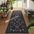 Vintage Medallion Floral Kitchen Runner 2x6, Machine Washable Rug, Soft Low Pile, Non-Slip Carpet for Hallways, Laundry, Bedroom, Bathroom, Entryway | Blue
