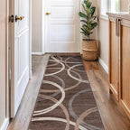Rugshop Modern Wavy Circles Design Runner Rug, Non-Shedding Carpet for Hallway, Kitchen, or Entryway, Brown, 2'7" x 6'