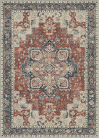 GENIMO 5x7 Area Rugs for Living Room, Machine Washable Non Slip Vintage Rugs, Low Pile Lightweight Chenille Print Rug for Bedroom, Dining Room, Home Office,Bordeaux