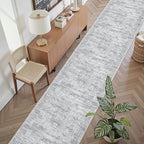 Runner Rug 2'6" x 10' Washable Non-Slip Runner Rugs for Kitchen Bathroom Laundry Room Vintage Ultra Thin Runners for Hallway Entryway Grey