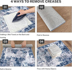 Modern Abstract Runner Rug 2x6, Grey Navy Blue Colorful Washable Kitchen Runner Non-Slip Soft Hallway Rug Runner Thin Print Faux Wool Carpet for Entryway Bedroom Laundry Room Indoor Home Decor