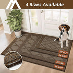 COSY HOMEER Non-Slip Door Mat 24"x36", Entryway Rugs Low Profile Absorbent Dirt Trapper Doormat for Front Entrance, Washable Polypropylene Entry Mat (Brown)