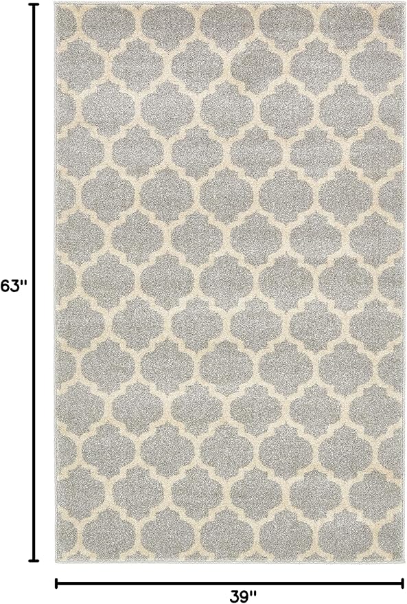 Rugs.com Lattice Collection Rug – 3' x 5' Light Gray Medium Rug Perfect for Entryways, Kitchens, Breakfast Nooks, Accent Pieces