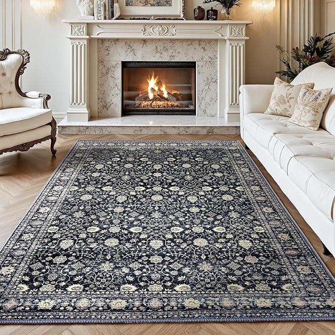 Area Rug 5x7,Boho Vintage Oriental Washable Rugs,Collapsible Area Rug for Bedroom, Entryway, Kitchen, Bathroom
