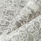 Black Area Rug 10x14 Machine Washable Large Vintage Living Room Distressed Non Slip Carpet Traditional Indoor Bedroom Grey Retro Floral Accent Throw Rug for Office Kitchen Dining Room