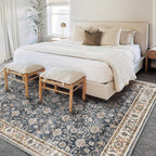 Washable Area Rug 8'x10' Retro Boho Design Non-Shedding Non-Slip Easy Care Ideal for High Traffic Areas in Living Room Bedroom Office Coffee Table Kitchen Large Carpet