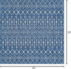 Unique Loom Outdoor Trellis Collection Area Rug - Tribal Trellis (6' 1" Square, Blue/ Ivory)