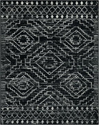 Wonnitar Moroccan 8x10 Area Rugs for Living Room, Washable Large Black Rug for Bedroom, Non-Slip Soft Thin Stain Resistant Boho Tribal Floor Carpet for Dining Guest Room Office (Black,8'x10')
