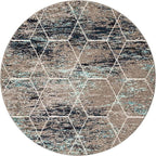 Unique Loom Trellis Frieze Collection Area Rug - Geometric (5' Round, Blue Multi/ Ivory)