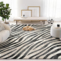 Abani Terra Area Rug for Living Room, Bedroom - Zebra Pattern - Black Cream - 4' x 6' - Durable & Easy to Clean