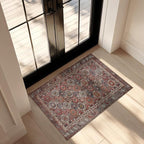 Kuden 3x5 Small Rug, Machine Washable, Non-Slip Backing, Vintage Style, Soft, Low Pile, Area Rugs for Entryway Kitchen Indoor Entrance