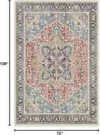RUGGABLE Washable Vintage Area Rug – Kamran Cayenne Red 6x9, Stain-Resistant, Non-Slip – Medium Machine Washable Rugs for Living Room, Bedroom, Hallway, Entryway & Office–with Standard Pad