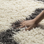 SAFAVIEH Area Rug 8x10 - Dallas Shag Collection - Large - Ivory & Dark Grey, Trellis Pattern, Non-Shedding & Easy Cleaning, Plush Thick Pile, Ideal for Living Room, Bedroom, Dining Space (SGD257H)