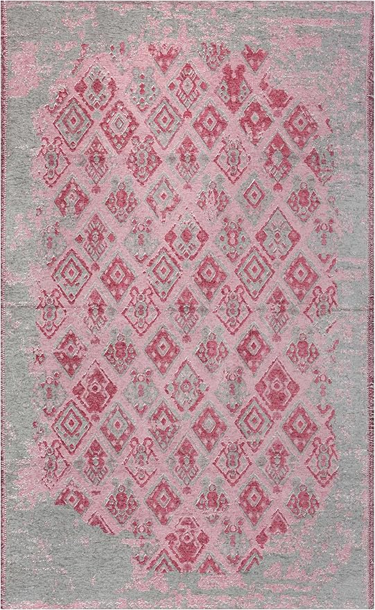 Alfa Rich 4x6 Pink Gray Reversible Washable Area Rugs for Living Room Bedroom Kitchen Decor Rug