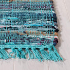 SAFAVIEH Rag Rug Collection Runner Rug - 2'3" x 14', Blue & Multi, Handmade Boho Stripe Cotton, Ideal for High Traffic Areas in Living Room, Bedroom (RAR121B)