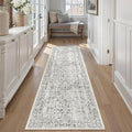 Black Runner Rug 3x8 Hallway Machine Washable Kitchen Vintage Distressed Non Slip Long Carpet Indoor Retro Floral Bedroom Accent Throw Rug for Bathroom Office Laundry Dining Room