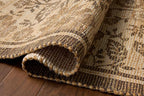 Loloi Chris Loves Julia Rue Collection RUE-03 Bark/Mocha 8'-6" x 11'-6" Area Rug Jute Neutral Floral Living Room Bedroom Rug