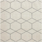 Unique Loom Trellis Frieze Collection Area Rug - Geometric (4' 1" Square, Ivory/ Gray)