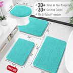 OLANLY Toilet Rugs U-Shaped 24x20, Extra Soft Absorbent Chenille Contour Bathroom Rugs for Toilet, Dry Quickly, Machine Washable, Non-Slip Bath Mat, Teal