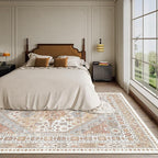 zesthome 6x9 Area Rug, Super Soft Washable Rugs for Living Room, Non-Slip Stain Resistant Vintage Rugs, Ultra-Thin Large Area Rugs (Orange,6'x9')