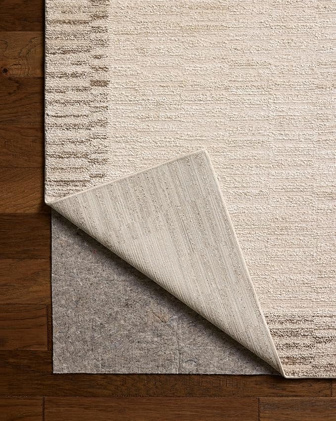 Loloi Chris Loves Julia Calvin Collection CLV-04 Ivory/Pebble 3'-6" x 5'-6" Accent Rug Checkered Neutral Soft Living Room Bedroom Carpet
