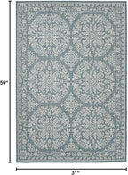 FH Home Flat Woven Outdoor Rug - Waterproof, Easy to Clean, Stain Resistant - Premium Polypropylene Yarn - Farmhouse - Porch, Deck,Balcony,Laundry Room - Marbella - Ocean - 2ft 8in x 4 ft 11in