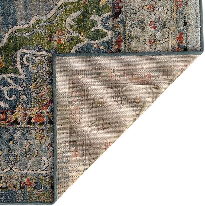 Unique Loom Isabella Collection Area Rug - Rossellini (5' 1" Square, Blue/ Beige)