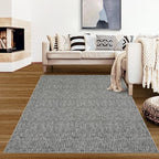 RUGSREAL Living Room Area Rug 9x12 Machine Washable Rug Non-Slip Stain Resistant Modern Abstract Rug Contemporary Accent Throw Floor Carpet for Dining Room Solid Area Rug for Home Office, Grey