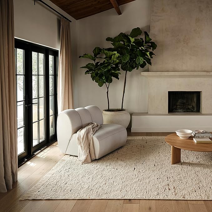 Rugs USA Juju Ivory/Grey, 5' x 8', Handmade, Diamond Trellis, Wool, Soft and Cozy, High Traffic, Stain Resistant, Easy Clean, Durable Area Rug for Bedroom, Living Room, Dining, Foyer, Entryway