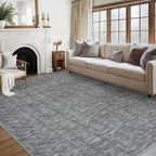 RUGSREAL Machine Washable Area Rug 9x12 Large Living Room Rug with Rubber Backing Modern Solid Color Dining Room Throw Carpet Contemporary Rug for Home Decor Office, 9' x 12' Grey