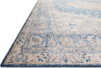 Loloi Layla Collection LAY-07 Blue/Tangerine 2'-0" x 5'-0" .13" Thick Accent Rug, Soft, Durable, Vintage Inspired, Distressed, Low Pile, Non-Shedding, Easy Clean, Printed, Living Room Rug