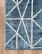 Rugs.com Lattice Trellis Collection Rug – 6 Ft Runner Blue Low-Pile Rug Perfect for Hallways, Entryways