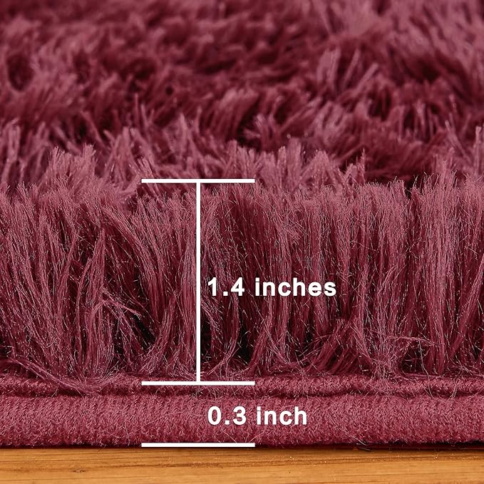 Andency 6x9 Area Rugs Burgundy,Large Shag Fluffy Soft Shaggy Rugs for Living Room Bedroom, Non-Slip Thick Plush Carpet for Kids Girls and Boys, Dorm Nursery Home Decor Aesthetic