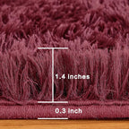 Andency Burgundy Soft Area Rugs for Living Room Bedroom, 5x8 Fluffy Shaggy Bedside Rug, Non-Slip Large Shag Fuzzy Plush Carpets for Bedroom Kids Dorm Nursery Home Decor Aesthetic