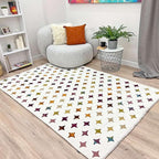 Alfa Rich 7x10 Moroccan White Area Rugs for Living Room Bedroom Decor Washable Cotton Pet Friendly