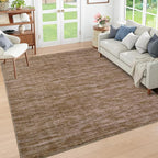 RUGSREAL 5x7 Living Room Area Rug Modern Solid Color Rug with Rubber Backing Large Bedroom Throw Carpet Indoor Washable Stain Resistant Dining Room Rug Contemporary Area Rug for Home Office, Taupe