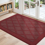COSY HOMEER Non-Slip Door Mat 32"x48", Entryway Rugs Low Profile Absorbent Dirt Trapper Doormat for Front Entrance, Washable Polypropylene Entry Mat (Red)