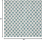 Nourison Home Courtyard Ivory Aqua 3' x 5' Area Rug - Easy Clean, Non Shedding, Bed Room, Living Room, Dining Room, Kitchen (3' x 5')