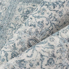 Vintage Area Rug 4x6 Blue Entryway Office Washable Carpet Non Slip Bedroom Indoor Living Room Door Mat Low Pile Traditional Distressed Retro Accent Rug for Dining Room Bathroom Kitchen