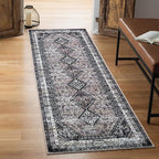 Keen Home Design 2x10 Rug - Machine Washable Runner Rug with Non-Slip Backing, Ideal for Hallway, Entryway, Kitchen, Laundry Room - Vintage, Easy Clean, Durable, Low Pile - (2'6" x 10')