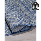 FH Home Flat Woven Outdoor Rug - Waterproof, Easy to Clean, Stain Resistant - Premium Polypropylene Yarn - Boho Moroccan - Patio, Porch, Deck, Balcony - Dakar - Blue - 5ft 2in x 7ft 6in