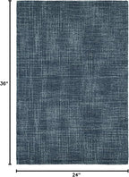 Dash and Albert Crosshatch Denim Hand Micro Hooked Wool Rug, 2 X 3 Feet, Blue Solid Pattern - Premium Luxury Hotel Quality Soft Breathable Hypoallergenic Machine Washable Easy Care All Season