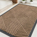 Kitinjoy Front Door Mat Outside Entrance, Sturdy Natural Dirt Trapper, Heavy Duty Rubber Doormat, Low Profile Non-Slip Backing, Easy Clean Floor Mat for Indoor Outdoor Entry, 29.5X17 Inch, Coffee