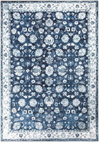Bloom Rugs Washable Non-Slip 3' x 5' Rug - Dark Blue Traditional Bordered Area Rug for Living Room, Bedroom, Dining Room, and Kitchen - Exact Size: 3' x 5'