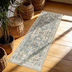 Enkor Runner Rugs for Hallway, 2x6 Washable Soft Boho Non Slip Floor Rugs for Kitchen, Modern Mat for Living Room Bedroom Entryway Beige & Green