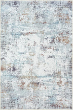 GLN Rugs Contemporary Collection - Machine Washable Area Rug, Contemporary Washable, Non Slip, Low Pile Chenille Rug, Living Room, Bedroom, Kitchen Rug (3' x 5' White/Grey/Blue/Brown)