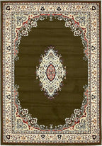 Unique Loom Reza Collection Traditional Persian Style Area Rug, 4 x 6 ft, Olive/Ivory