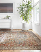 Loloi Layla Collection LAY-05 Ocean/Multi 2'-0" x 5'-0" .13" Thick Accent Rug, Soft, Durable, Vintage Inspired, Distressed, Low Pile, Non-Shedding, Easy Clean, Printed, Living Room Rug