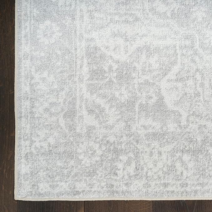 Nourison Home Astra Machine Washable Grey 5'3" x 7' Area Rug - Easy Clean, Non Shedding, Bed Room, Living Room, Dining Room, Kitchen (5' x 7')